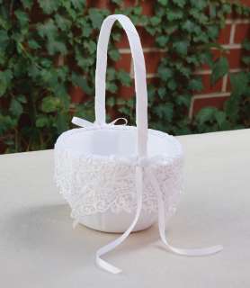   Vintage Lace Collection White or Ivory Wedding Flower Girl Basket