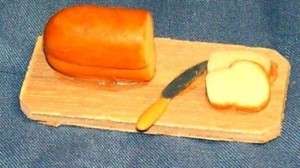 Dollhouse Miniature Bread on Cutting Board, Knife ,  