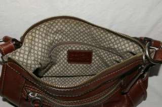 Fossil Brown Leather Hobo Style Handbag Purse  