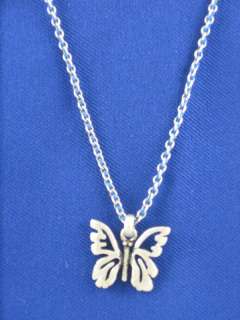 Fossil Brand Silver Blue Friendship Butterfly Necklace  