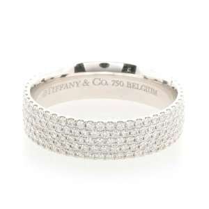 Tiffany & Co. 5 Row Metro Pave Diamond 18k Gold Ring 