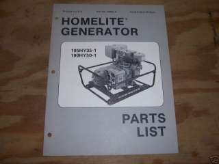 595) Homelite Generator Parts Bk 185HY35 1 & 190HY50 1  
