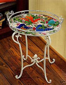 HUMMINGBIRD FEEDERS * ART GLASS OCCASIONAL ACCENT TABLE  