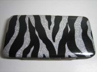 Silver BK Pink BK Zebra Glitter Clutch Hard Case Wallet  