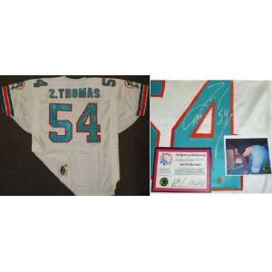 Zach Thomas Signed Dolphins Wilson Throwback White Jersey