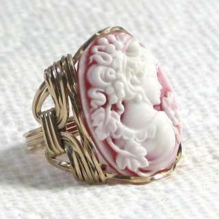 Grecian Goddess Cameo Ring 14K Rolled Gold  