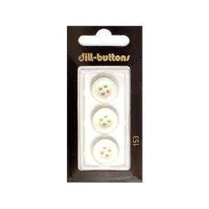  Dill Buttons 15mm 4 Hole White 3 pc (6 Pack)