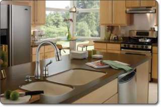    Down Kitchen Faucet with Soap Dispenser, Stainless