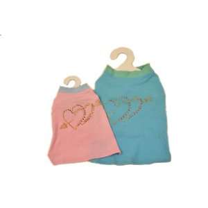   Heart Baby Blue   Causal Wear Dog T Shirt with Double Heart Pattern