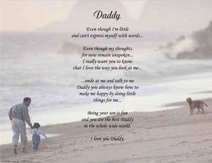 DADDY PERSONALIZED POEM FATHERS DAY GIFT FROM SON  