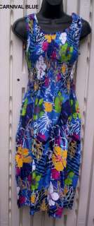 Tropical stretch top smocked dress Hawaiian many prints one size 