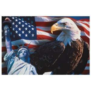  American Flag, Eagle and Statue of Liberty Giclee Poster 