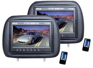   Adjustable Headrest PAIR 7 TFT LCD Monitors IR Transmitter W/ Remote