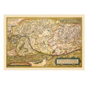  Map of Eastern Europe by Abraham Ortelius, 24x32