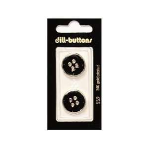  Dill Buttons 20mm 4 Hole Enamel Black 2 pc (6 Pack)
