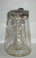   CLEAR GLASS SYRUP SERVER HONEY PITCHER REMOVEABLE TIN TOP  