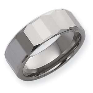    8mm Tungsten Ring with Thick Facets/Tungsten Carbide Jewelry