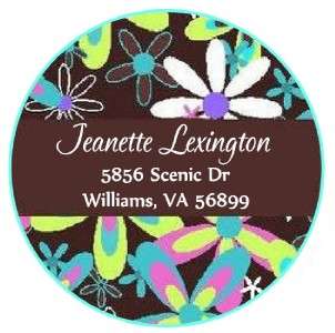 FLOWER POWER BACKGROUND #13 LASER ROUND ADDRESS LABELS  