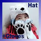 New Polar Bear Mascot Fancy Costume Mask Hat Cap&Gloves