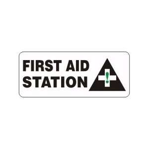 FIRST AID STATION (W/GRAPHIC) Sign   7 x 17 Dura Plastic