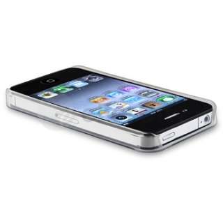   Clear Side Back Hard Cover Case+Audio Cable For iPhone 4 4S 4G  