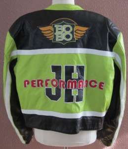  Black & Green Biker Leather Hamilton Motorcycle Bobo Jacket  