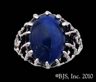 Silver Medieval Ring w/ Lapis Lazuli, Medieval Jewelry  