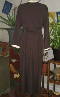 JONES NEW YORK Dark Brown & Beige Polka Dot Jersey True Wrap Dress S 