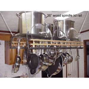   Hanging Rack with Wood Spindle Galley Lid Holder Rail