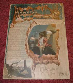 1901 Song of Hiawatha Indian Litho Multi page Calendar  
