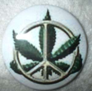Pot Leaf Marijuana Peace Sign 2 1/4 Pin Or Keychain  