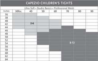 Capezio Childrens Tights Sizing Chart