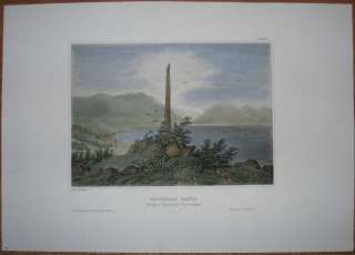 1842 Meyer print FRITHIOF MONUMENT, SOGNEFJORD, NORWAY (#29)  