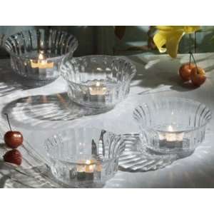   COLLECTION 4 PIECE OPTIC GLASS BOWL/ VOTIVE HOLDERS