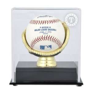  Gold Glove MLB Single Baseball Rangers Logo Display Case 