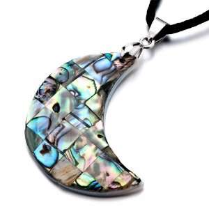   Genuine Abalone Shell Crescent Pendant Necklace Pugster Jewelry