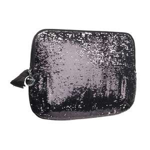   COUTURE BLACK GLITTERY SEQUIN COMPUTER LAPTOP SLEEVE CASE BAG WALLET
