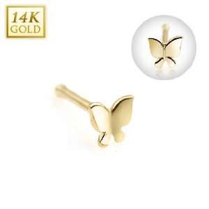   Accentz® 20GA 14KT Gold Silver Nose Stud with 5/16 Butterfly Jewelry