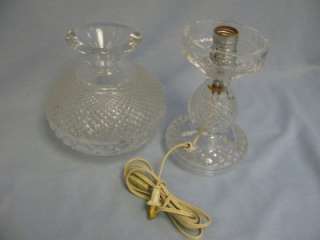TWO Marked 14 Waterford Electric Hurricane Glass table Lamps  