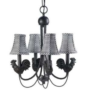  BLACK RUSTIC Montebello 4 SPOKED ROOSTER PENDANT GINGHAM 