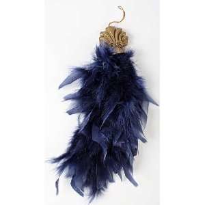  Box of 12 Hues of Midnight Blue Feather Tassel Ornaments 