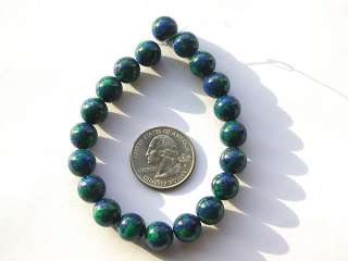 AAA+ Genuine 10mm Azurite Malachite Round Bead 20 Beads  