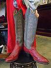 Laramie Vintage Handmade Cowboy Boots Cowgirl Size 7.5 Red and Gray 