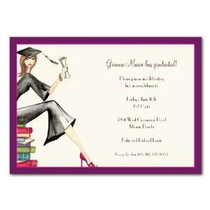   Grad & Books Invitation Graduation Invitations