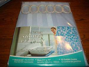 New Polyester Fabric Shower Curtains With Hooks Prints and Solids 