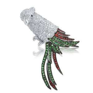 Mothers Day Gifts Bling Jewelry Green Red Garnet Multi Color CZ Parrot 