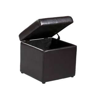 Transitional Brown Cocktail Table Storage Ottoman Set  