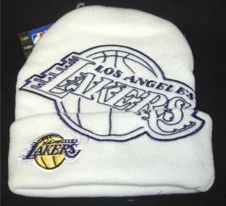 White Los Angeles Lakers 8 Bryant Embroidered Beanie NBA Knit Skull 