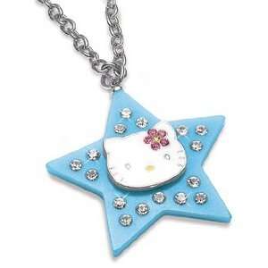   Sanrio Hello Kitty Large Blue Star Charm Necklace 