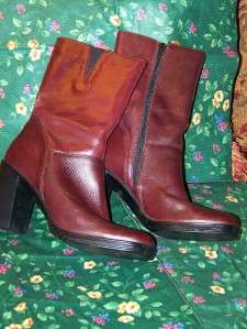   Diba Boots, Wine Burgundy Leather, Made in BRAZIL, Mid Calf  